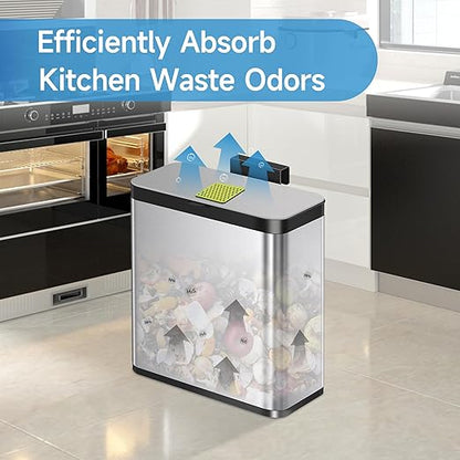 20 Packs 3.15x3.15x0.32 Inch Odor Absorbing Filter Refills for EKO Trash Cans, Activated Charcoal Deodorizer Compatible with EKO Step & Touchless Garbage Cans with Built-in Filter Compartment