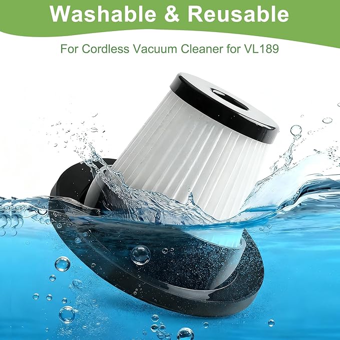 2Pack Vacuum Filter Replacement, Washable and Reusable Handheld Vacuum Filter, For Cordless Vacuum Cleaner for VL189 Upright (2 PACK)