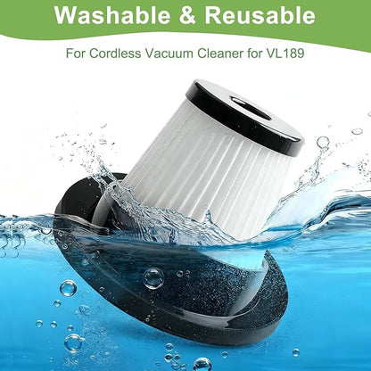 2Pack Vacuum Filter Replacement, Washable and Reusable Handheld Vacuum Filter, For Cordless Vacuum Cleaner for VL189 Upright (2 PACK)