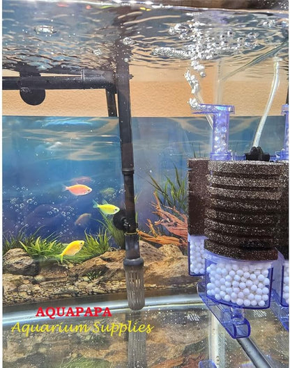 Multi Layer Filter Media Biochemical Dual Sponges Filters with Extendable Telescopic Air Flow Outlet Air Pump Driven for Betta Fry Aquarium Fish Tank Up to 50 Gallon (2 PCS, Black Sponge)
