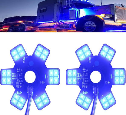 2PCS Air Cleaner LED Light 5" Truck Decorative Hex Style Air Filter Lamp for Peterbilt, Kenworth, Trailers, RVs', Campers Support IP67 12-24V Sold Individually(Blue)