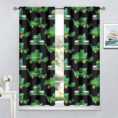 Kids Agriculture Machine Window Curtains, Farm Equipment Tractors Transport Combines Rod Pocket Decorative Windows Curtain for Boys Children Teens Room Decor 42x54in (30% Blackout)