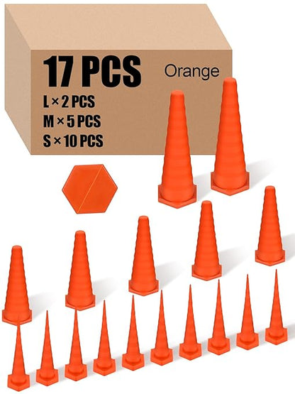 Hydraulic Oil Service Plugs Large Medium Small Sizes Multi Pack Rubber Drip Proof Hose Plugs Industrial Hydraulic Kit for Irrigation, 3 Sizes(17 Pcs,Orange)