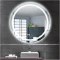 Round LED Bathroom Mirror with Light,Round Bathroom Mirror with LED Lights and Demister，Large Circle Mirror Backlit + Front Light，3 Colors Dimmable/Demister Pad(A,H60*W60cm/H23.6*W23.6IN)