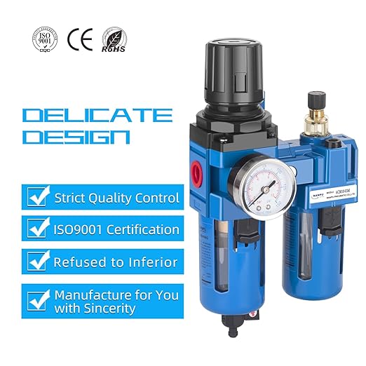 NANPU 3/4" NPT Compressed Air Filter Regulator Lubricator Combo, Water/Oil Trap Separator - Gauge(0-150 psi), Poly Bowl, Manual Drain, Bracket - AC4010-06M