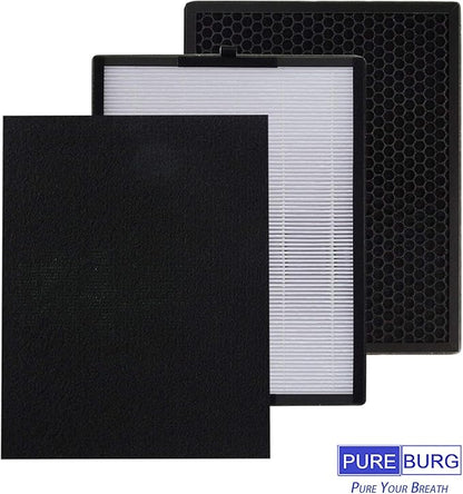 PUREBURG Replacement Filter Set Compatible with Alen 45i & Flex BreatheSmart Air Purifier B4-Fresh, FL40-Silver-Carbon, H13 HEPA & 4 x Activated Carbon For Air Clean Dust VOCs Odor
