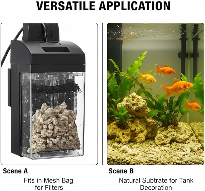 Veemoon Aquarium Coral Filter Fish Tank Natural Crushed Coral Media Substrate Bio Ceramic Aquarium Filtration Media for Freshwater Saltwater Pond Tank Reusable Filter Raise Ph with Bags (1.1lb/500g)