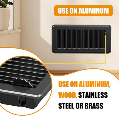 2 Pack Floor Register 4 x 10'', Floor Vent Cover with Air Vent Filter Mesh Catcher, Adjustable Heater Vent Covers for Walking, Premium Metal, Black