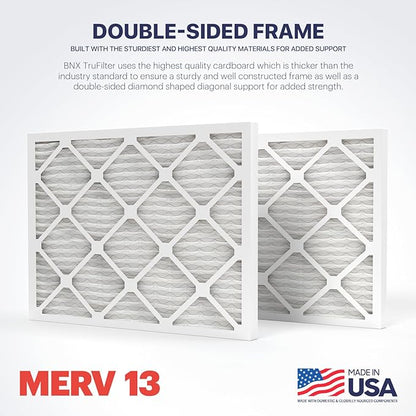 BNX TruFilter 24x30x1 Air Filter MERV 13 (4-Pack) - MADE IN USA - Electrostatic Pleated Air Conditioner HVAC AC Furnace Filters for Allergies, Pollen, Mold, Bacteria, Smoke, Allergen, MPR 1900 FPR 10