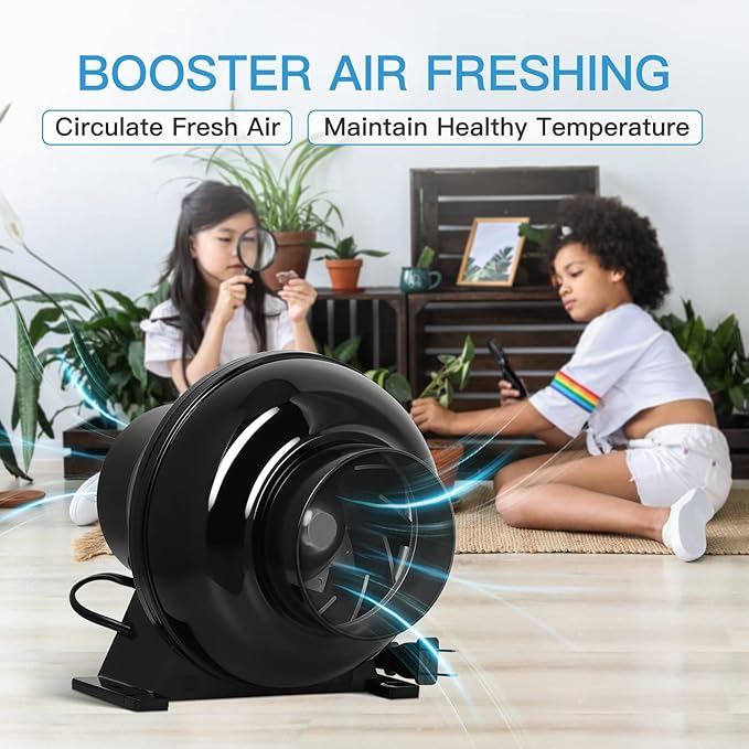 iPower 4 Inch 230 CFM Inline Duct Ventilation Fan Quiet Vent Blower for Hydroponics Grow Tent, Greenhouse Air Circulation, Upgrade