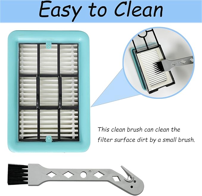 Replacement Brush Rollers and Filters for Bissell CrossWave HF2/3845N/3831 Floor Scrubber Wet-Dry Vacuum Cleaner, 2 Roller Brushs, 2 Filters, 1 Cleaning Brush
