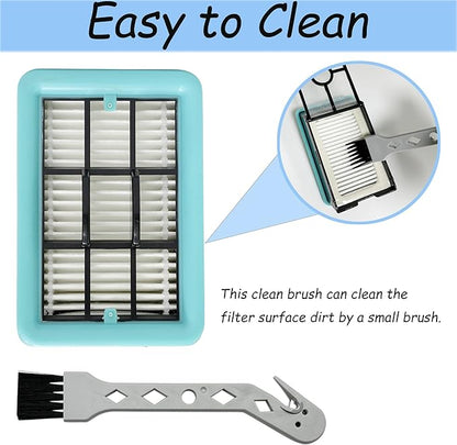 Replacement Brush Rollers and Filters for Bissell CrossWave HF2/3845N/3831 Floor Scrubber Wet-Dry Vacuum Cleaner, 2 Roller Brushs, 2 Filters, 1 Cleaning Brush