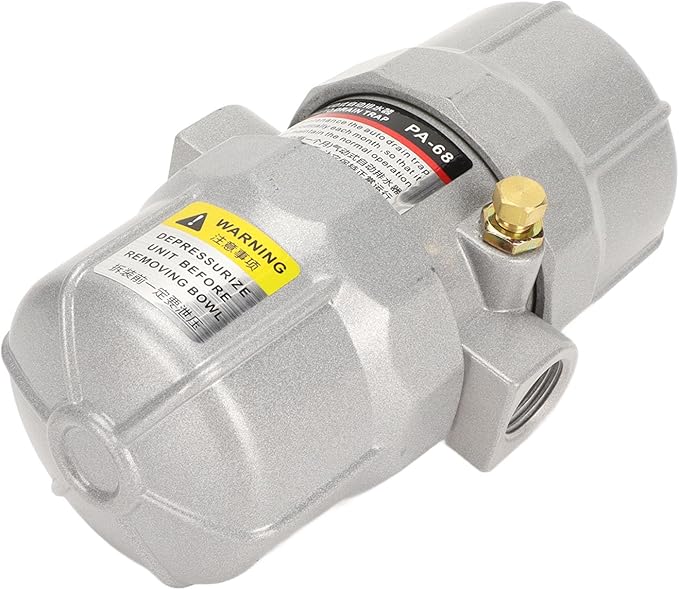 Universal Automatic Drain Valve Pneumatic Filter, 1/2in NPT Interface Drainage Valve for Compressed Air Systems, Aluminum Alloy Shell with Adjustable Brass Knob, 0-16Bar Working