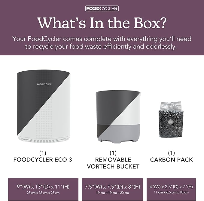 Food Cycler Eco 3 Compact Kitchen Food Recycler | Indoor Composter Bin Alternative | Electric Countertop Food Waste Disposer with Odorless 3.5L Indoor Food Waste Bin for Easy Waste Management | Grey