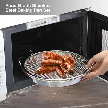 Oil Filter Tray, Stainless Steel Kitchen Oil Filter Tray with Mesh Filter Basket Colanders with Handle Air Fryer Accessories for Frying Cooking (7.87 in)