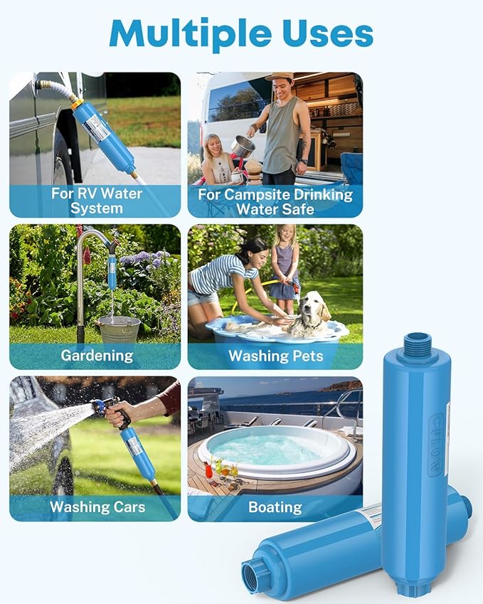 Kohree RV Inline Water Filter, NSF Certified, Camper Water Filter Reduces Chlorine, Bad Taste, Odor, RV Accessories Water Hose Filter for RV Campers, Marine, Gardening, Boats, Trailer, 4 Pack