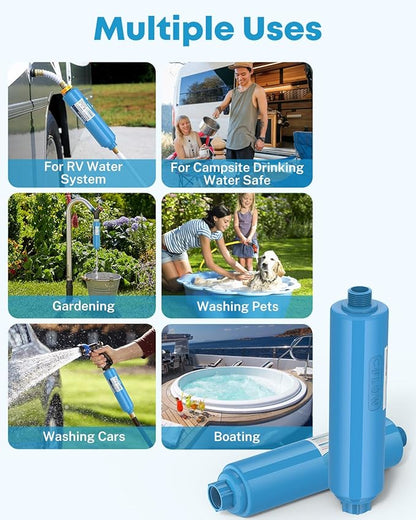 Kohree RV Water Filter, NSF Certified, Inline Water Filter Reduces Chlorine, Bad Taste, Odor, RV Accessories Ideal for Campers, Marine, Garden Hose, Boats, Trailer Motorhome, 2 Pack