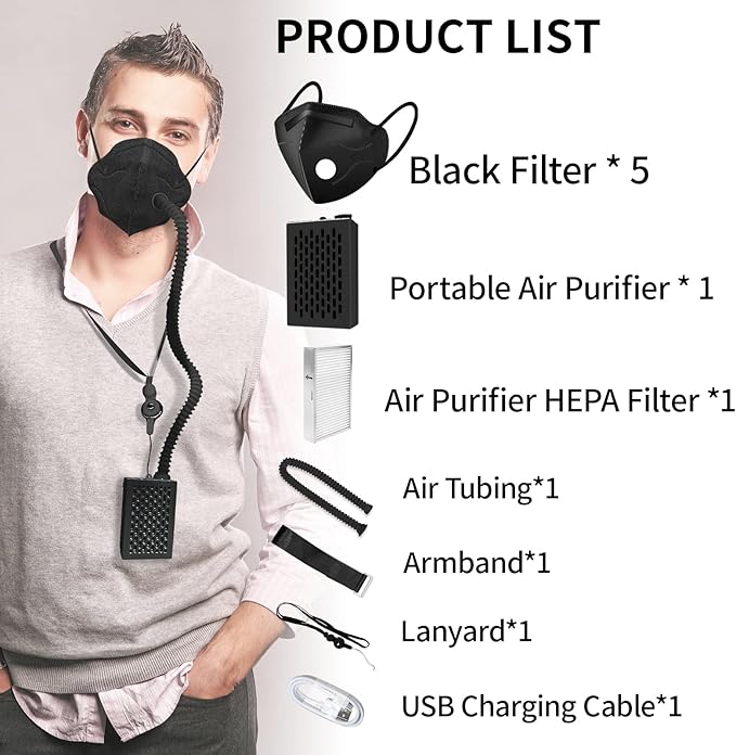 Bwinmak Electric Portable Rechargeable Air Purifier Makes with Filter for Dust,Sanding,Polishing,Weeding,Protection Works