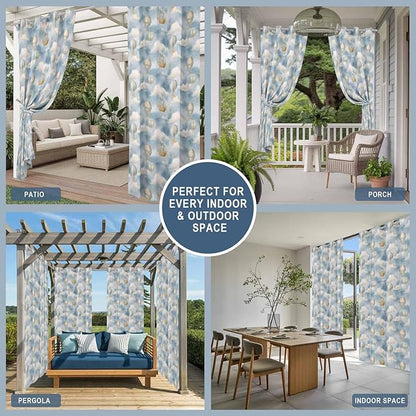 Hot Air Balloons Outdoor Curtains for Patio Fantasy Spaceship Cartoon Vintage Waterproof Outside Curtains with Grommet Top Weatherproof Curtain for Cabana Pergola Gazebo, 2 Pack, 54" W x 108" L