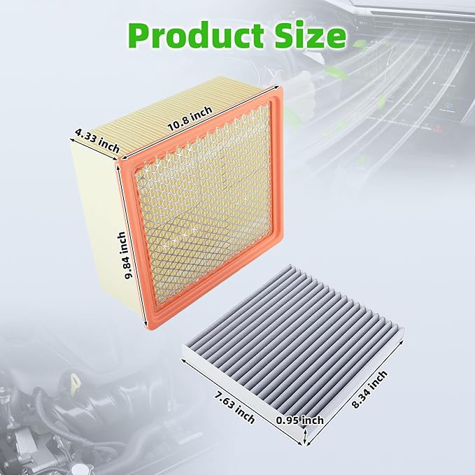 AUTOKAY Cabin Engine Air Filter kit Fits for Ram 2500 3500 4500 5500 6.7L 2016-2025 6.4L 2019-2025 RE# CF11671 CA10261 68318365AA 53034051AB 68406048AA 68517554AA C25858 AF27684 EG2161P11 PA4318
