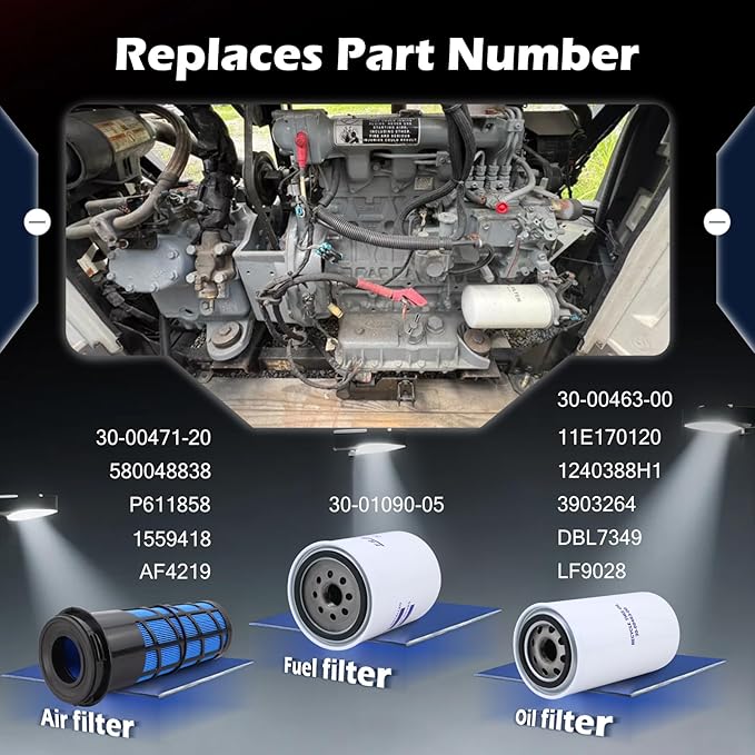 Maintenance Service Filter Kit, Air/Fuel/Oil Filter Set Compatible with Carrier Reefer 7300 7500 Replaces# 30-00471-20 30-01090-05 30-00463-00