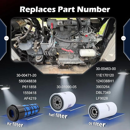 Maintenance Service Filter Kit, Air/Fuel/Oil Filter Set Compatible with Carrier Reefer 7300 7500 Replaces# 30-00471-20 30-01090-05 30-00463-00