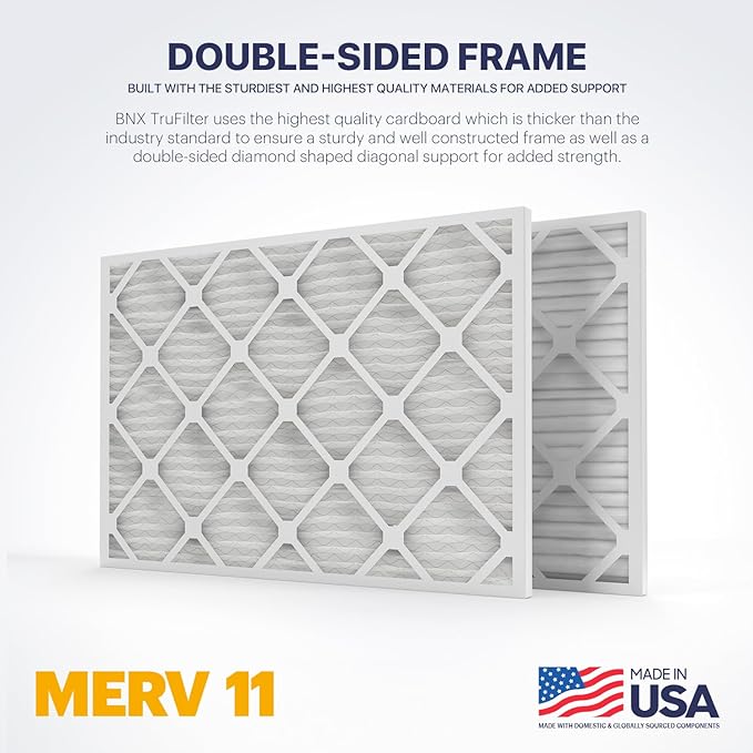 BNX TruFilter 20x30x1 Air Filter MERV 11 (4-Pack) - MADE IN USA - Allergen Defense Electrostatic Pleated Air Conditioner HVAC AC Furnace Filters for Allergies, Dust, Pet, Smoke, Allergy MPR 1200 FPR 7