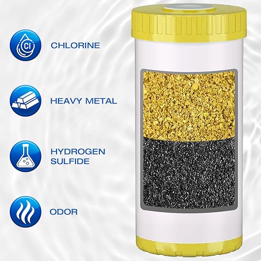 H&G Lifestyles 10" x 4.5" Whole House KDF and Carbon Water Filter, Reduce Chlorine Heavy Metal Improve Water Taste,Compatible with 84637, WPX5BB97P, PC10, 355214-45, 355215-45, WP10BB97P, WP5BB97P