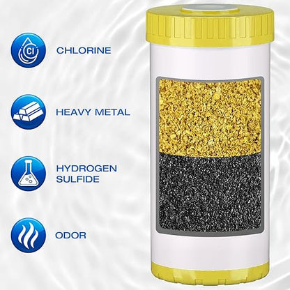 H&G Lifestyles 10" x 4.5" Whole House KDF and Carbon Water Filter, Reduce Chlorine Heavy Metal Improve Water Taste,Compatible with 84637, WPX5BB97P, PC10, 355214-45, 355215-45, WP10BB97P, WP5BB97P