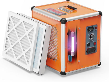 Abestorm Air Scrubber Commercial with UV-C Light, H13 HEPA Activated Carbon Filter, Negative Ion, Aluminium Air Purifier for Hospital, Renovation, Water and Fire Restoration, Up to 600 CFM
