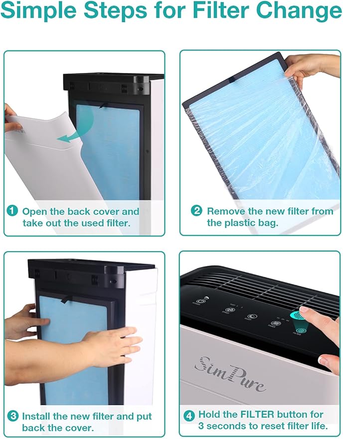 SimPure HP8 Original HEPA Replacement Filter Compatible with HP8 Air Purifier, SP-HP8-RF (NOT for Other SimPure Air Purifiers)