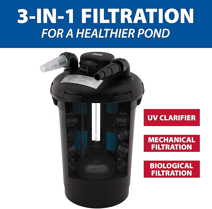 The Pond Guy AllClear Ecosystem Kit – Complete DIY Fishpond with Liner, Pump, UV Filter & Waterfall (1,000-2,000 Gallons) 8' x 11'