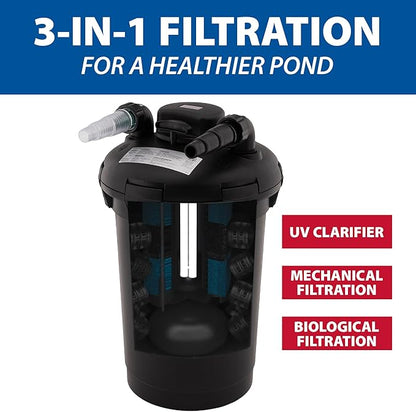 The Pond Guy AllClear Ecosystem Kit – Complete DIY Fishpond with Liner, Pump, UV Filter & Waterfall (1,000-2,000 Gallons) 8' x 11'