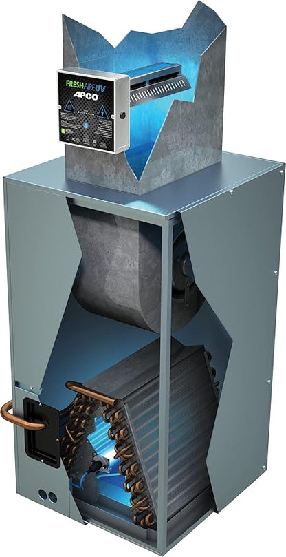 APCO Carbon Matrix Filter HVAC UV Air Purifier, Includes Dual 2-Year UVC Lamp for Coils (120-277 VAC Series) # TUV-APCO-DI2-P