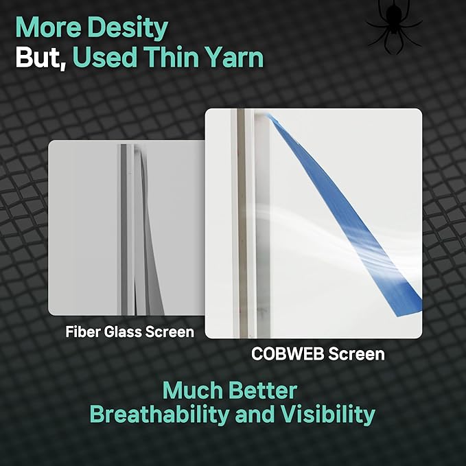 Premium Window Screen DIY KIT 39" 51" Blocks Rain, Pet Scratch, Pollen, Fine Dust 99%, 30Mesh Durable New Material, DIY Tools Included (W51in X L99ft)