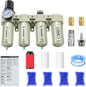 1/2" NPT Industrial Grade 4 Stage Air-Dryer-for-Compressor, Air-Compressor-Water-Separator-System for Plasma Cutter and Paint Spray, 3Filter&1Dryer System,Manual Drain