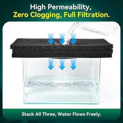 Borlech Aquarium Bio Filter Sponge Pad - Cut-to-Size Aquarium Filter Media for Fish Tank, Pond, Sump - Mechanical & Biological Filtration (18.5"x18.5"x1.6", 50PPI, 1 Pack)