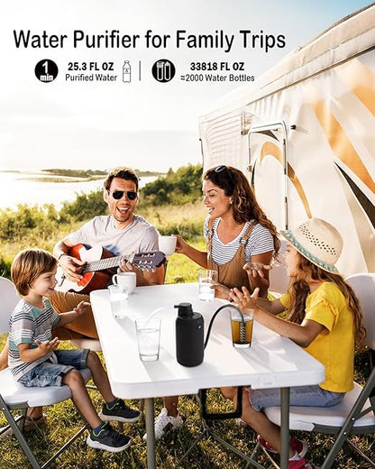 Water Filter Camping – Electric Portable Water Purifier Survival, 0.01 Micron, 6-Stage Water Filtration System Survival with Emergency Lighting for Hiking, Backpacking, Travel – BK-2000
