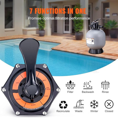 VEVOR 22 Inch Sand Filter, Up to 55 GPM Flow Rate, Above Inground Swimming Pool Sand System with 7-Way Multi-Port Valve, Filter, Backwash, Rinse, Recirculate, Waste, Winter, Closed Functions, Grey