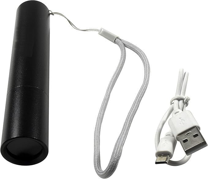 Flashlight for Fluorescence/Glowing Mineral Crystal Lightweight Powerful 3 Watt 365nm Blacklight w/Optical UV Filter Pocket Torch, USB Rechargeable (USB Cable Included) + Sodalite Rough (1PC)