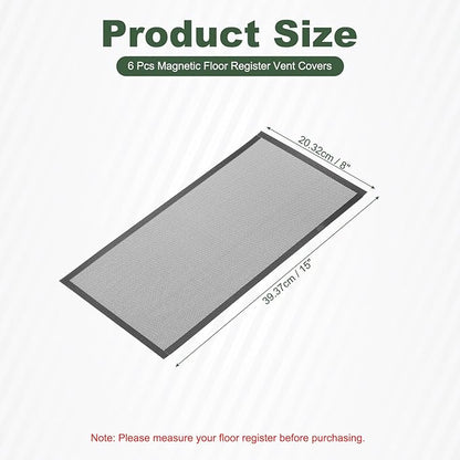 YOKIVE 6 Pcs Magnetic Floor Vent Covers, Floor Register Cover PVC Mesh Air Vent Screen Filters, Great for Home Floor, Wall, Ceiling, Catch Debris Hair Dust (Black, 15-Inch x 8-Inch)
