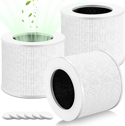 3 Pack Core Mini Replacement Filter, 3-in-1 H13 Grade Compatible with LEVOIT Air Cleaner, Part No. Core Mini-RF (3 Filter and 6 Fragrance Sponge)