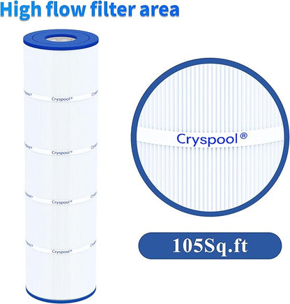 Cryspool® 07077 Filter Compatible with CCP420, Clean and Clear Plus 420, PCC105-PAK4, R173576, C-7471, 178584, 817-0106, FC-6470, 4×105 Sq. Ft Pool Filter Cartridges, L×OD: 26-1/16"×7”, 4 Pack