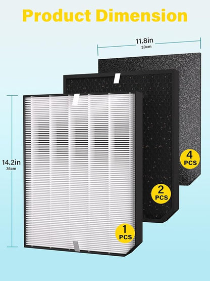 2000 Replacement Filters Compatible with Air Doctor AD2000 & AD2000i Air Purifiers, Includes 1 Efficiency Filter, 2 Carbon Filters & 4 Pre-Filters, Compare to Part # ADF2001 ADF2002 ADF2003