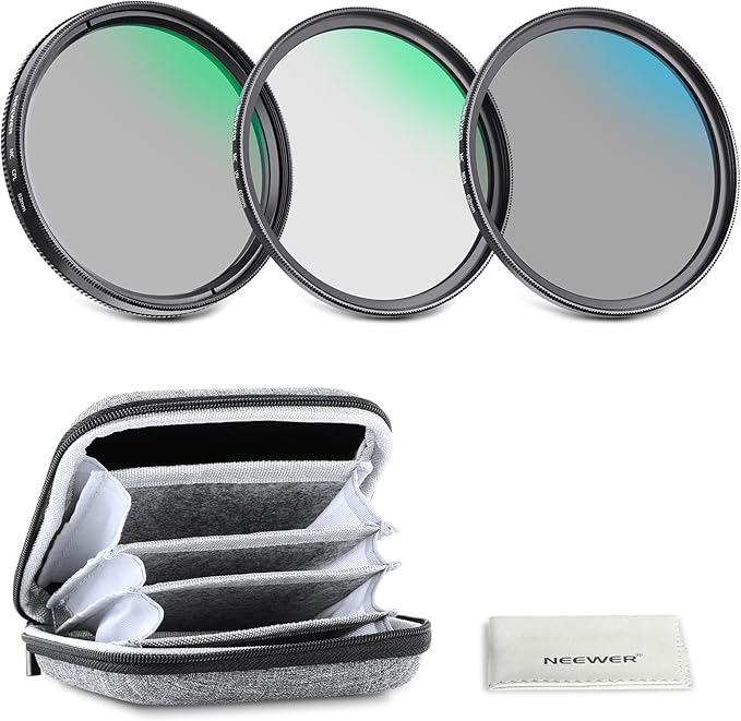 NEEWER 62mm UV/CPL/ND Lens Filter Kit with Hard Shell Storage Case, Multicoated Optical Glass & Aluminum Alloy Frame, UV + Circular Polarizer (CPL) + Neutral Density (ND4) Filter for Camera Lens