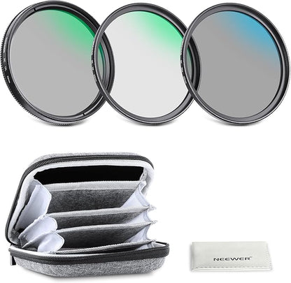 NEEWER 62mm UV/CPL/ND Lens Filter Kit with Hard Shell Storage Case, Multicoated Optical Glass & Aluminum Alloy Frame, UV + Circular Polarizer (CPL) + Neutral Density (ND4) Filter for Camera Lens