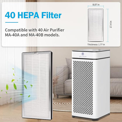4 Pack MA-40 Replacement Filter Compatible with MA-40 Air Purifiers, 3-in-1 High-Efficiency Filtration System for MA40W MA40B, H13 True HEPA with Pre-Filter