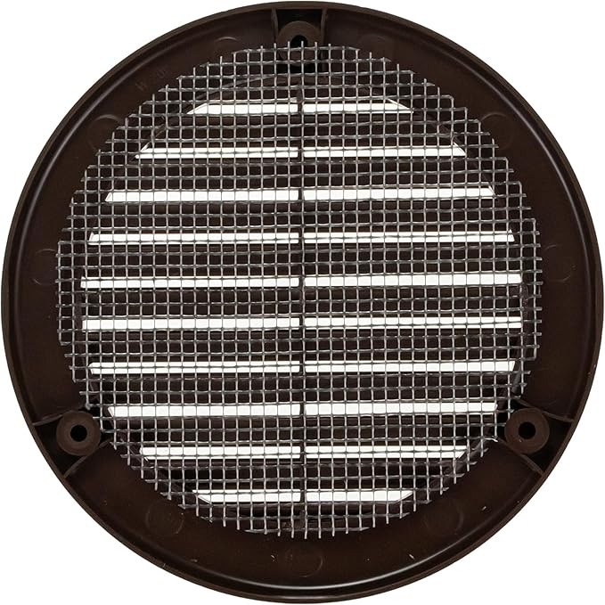 Vent Systems 4" Inch (Opening Dimensions) - Pack of 100 - Brown Soffit Vent Cover - Plastic Round Air Vent Grille - Built-in Mesh Screen - HVAC Register Louver for Bathroom, Home, Kitchen