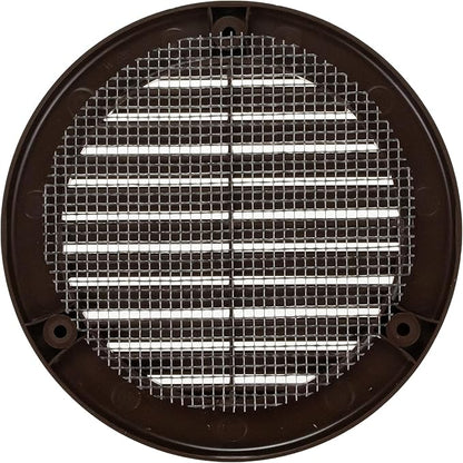 Vent Systems 4" Inch (Opening Dimensions) - Pack of 100 - Brown Soffit Vent Cover - Plastic Round Air Vent Grille - Built-in Mesh Screen - HVAC Register Louver for Bathroom, Home, Kitchen