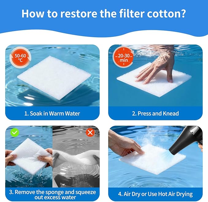 Aquarium Filter Floss 12"x72"x1" Thick Multi-Layer Filter Floss for Fish Tank, Polishing Aquarium Filter Pad, for Crystal Clear Water, Media Roll Cut to Size